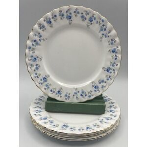 Royal Albert Memory Lane 4 Bread Appetizer Plates Blue Flowers Cottagecore